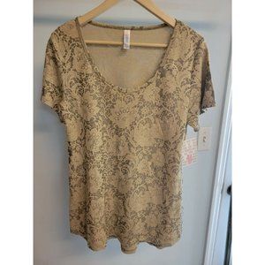 NWT LuLaRoe Classic T Size M Gray W/ Cream Colored Lace Pattern